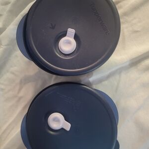 Tupperware Vent 'N Serve containers Sz 1 3/4 c And 2 1/2 C Blue With Lids